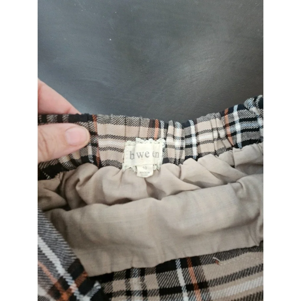 Girls Plaid Skirt Size 10 Brown Beige Lined Elastic Waist‎ Preppy Academia Fall - Picture 3 of 6